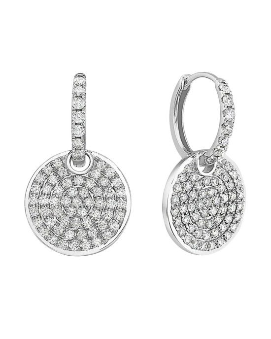 Diamond Pave Discs on Diamond Mini Hoop Earrings